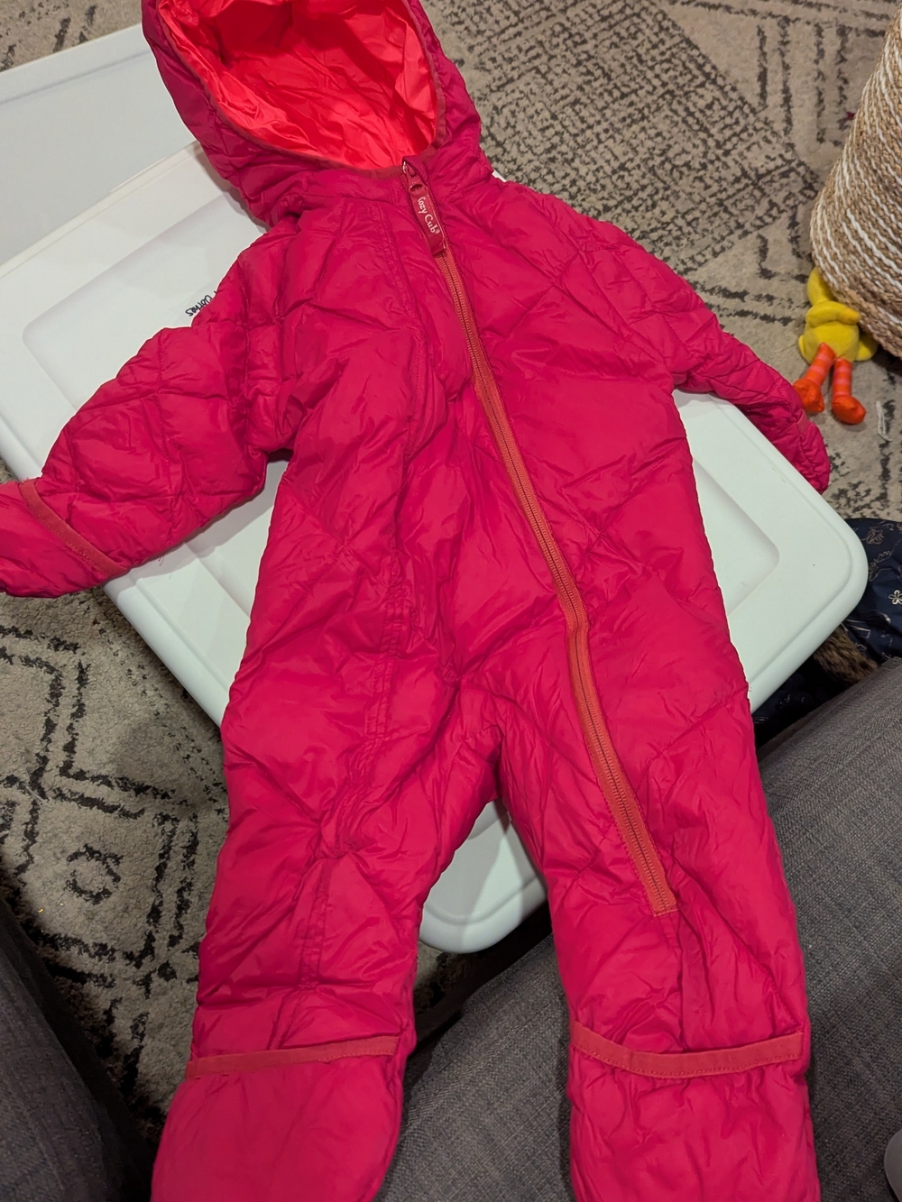 Bright Pink Hooded Baby Snowsuit